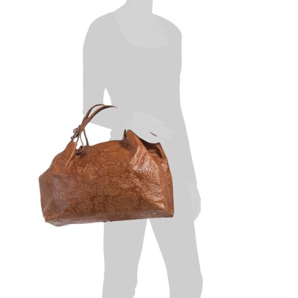 ISADORA Cuoio Made In Italy Leather Embossed Satchel - Picture 2 of 2